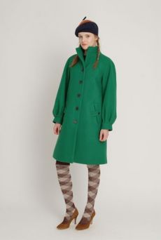 AW1213 WOOL MELTON FROG MOUTH COAT - GRREN - Other Image